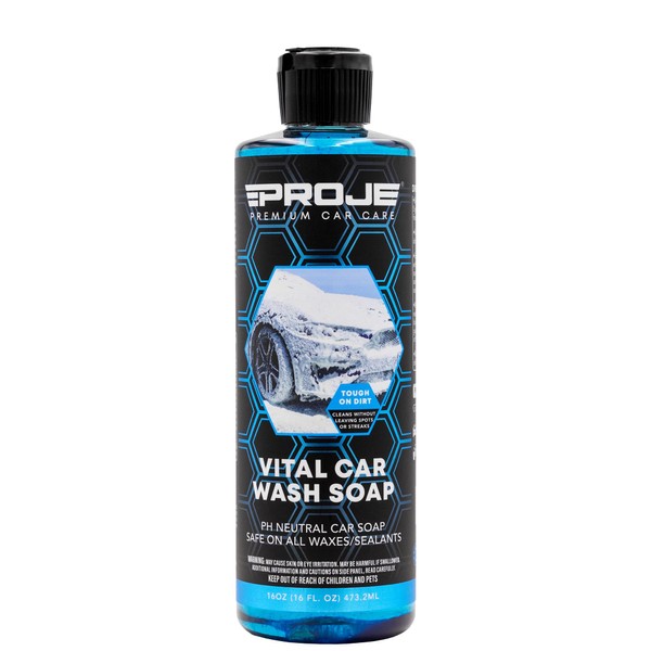 Proje Premium Car Care Vital Car Wash Soap - pH Balanced Formula, Gloss-Enhancing Shine - Ultimate Cleaning Power for Your Vehicle - Professional Grade Auto Detailing Soap - 16 oz