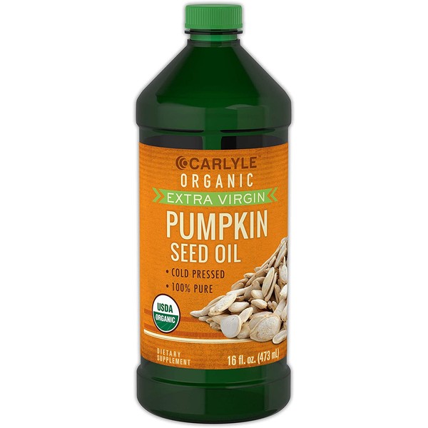 Carlyle Pumpkin Seed Oil 16oz Organic Cold Pressed | 100% Pure, Extra Virgin | Vegetarian, Non-GMO, Gluten Free | Safe for Cooking | Great for Hair and Face