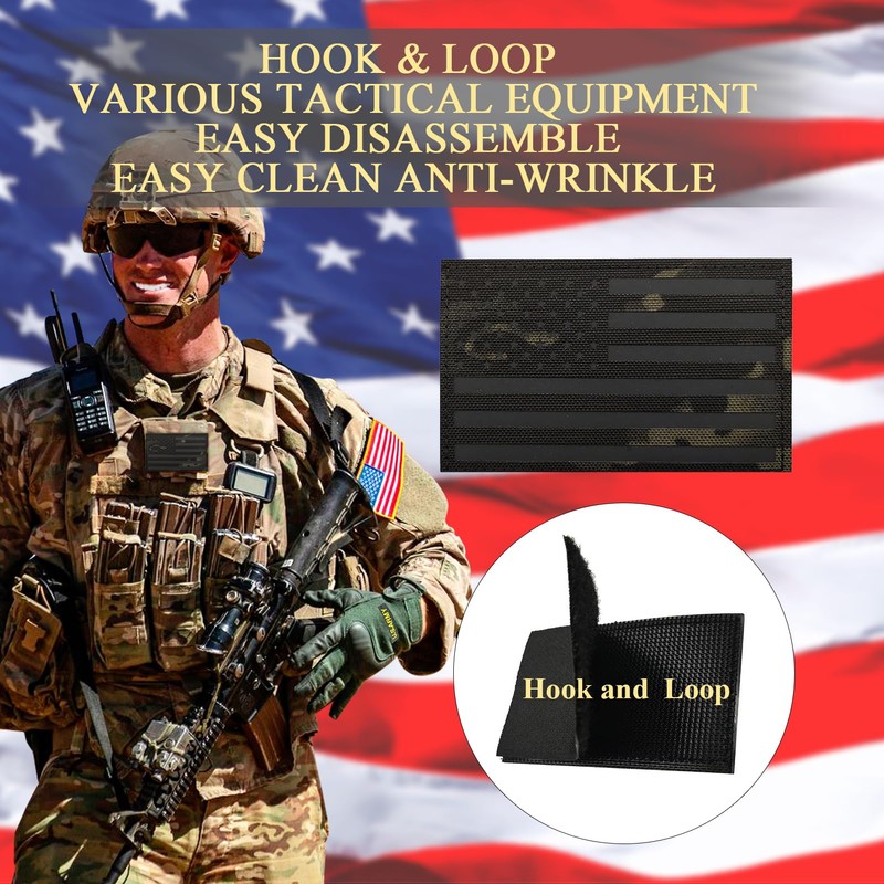 EmWoot 2PCS America American Flag Patches IR Infrared Reflective Patch