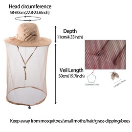Sombrero de apicultura para guardar abejas, mosquitos, insectos, insectos, mosquitos, pesca, jardinería, apicultura, con red de cabeza, capucha de malla para hombres y mujeres