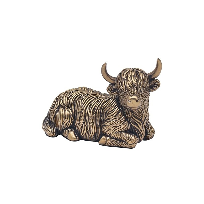 Widdle Gifts Reflections Bronze Resin Animal Ornament - Laying Highland