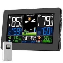 Weather Station Wireless Indoor Outdoor, Digital Thermometer with Remote Sensor, HD Home Weather Stations with Temperature Humidity, Weather Forecast,