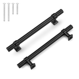 knobelite 50 Pack Matte Black Cabinet Pulls, 5 inch Cabinet Handles for Kitchen Bathroom, Black Stainless Steel T Bar Drawer Pulls for Drawer Dresser