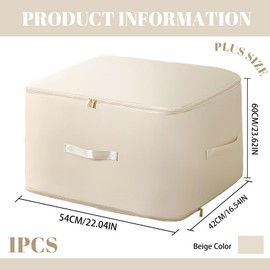 UVVRUR Self-Compressing Organiser Ultra Space Saver, 2024 Upgrade Storage for Duvets, 52 x 42 x 60 cm, Storage Bag for Duvets, Clothes, Blankets (Apricot, XXL)