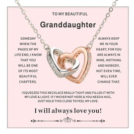 Sihdnok Granddaughter Necklace in 925 Sterling Silver, Gift from Grandma and Grandpa, Christmas Birthday or Graduation Jewelry for Granddaughter