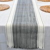 Striped Table Runner with Fringe Organic Cotton Woven Dash Rustic