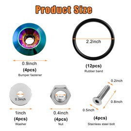 Suvnie Bumper Quick Release, Front Rear Bumper Fasteners Quick Release Kit, 4 Quick Release Tabs with 12 O-Ring Fastener, 4 Washers and 4 Screws Compatible with Universal Car Bumper (Colorful)