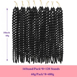 128 Stands Burmese Curly Crochet Hair, Pre-looped Curly Crochet Hair for Black Women, Pre-Separated Crochet Braid (18Inch 8Packs)