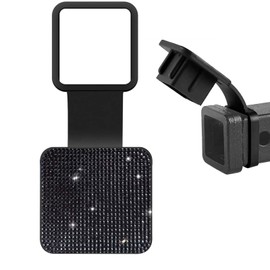 OUCPC Bling Trailer Hitch Cover with Black for Any 2" Receivers - Rubber Hitch Tube Cover Plug Cap