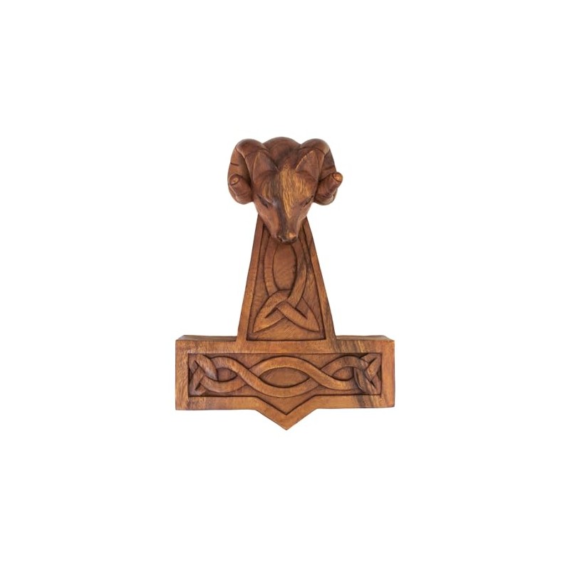 Aries Hammer Viking Thor Hammer Hand Carved Wooden Wall Art