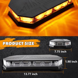 JESTMOTOR 13.7 Inch 20 Modes LED Rooftop Magnetic Strobe Lights, Emergency Traffic Warning Flashing Plow Light with Controller for Trucks, Construction Vehicles and Snowplows (Amber)