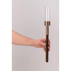 Small Hand Held Church Processional Candlestick, Glass Enclosed Flame (CCG-308)