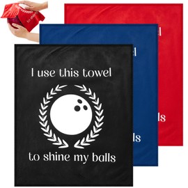 Drydiet 3 Pcs Bowling Towel Shammy Bowling Ball Towel Rag to Wipe Off, Cleaning Pad Ball Accessories Microfiber, Royal Blue Red and Black, 12 x 10 Inches