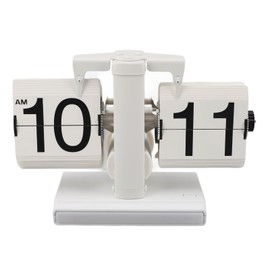 Retro Digital Flip Down Clock Battery Powered Flip Desk Clock with LED Ambient Light for Home Office Decor All White