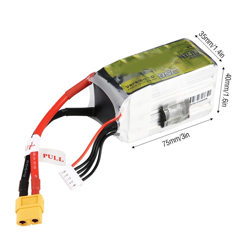 Tattu 14.8V 1800mAh 95C 4S1P Lipo Battery Pack with XT60-SYP