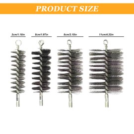 Stove Pipe Brush, 4 Pieces Heating Boiler Brush, Durable Heating Boiler Brush, Fireplace Brush Rod Set, Chimney Brush for Cleaning Chimneys, Boiler, Pipeline (30 mm, 50 mm, 80 mm, 110 mm)