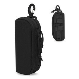 GMYIAK Strategic Hard Shell Glasses Case Portable Nylon Zippered Spectacle Cases for Bike Riding Hiking Belt Pouch Molle Pouches Travel Glasses Case with Belt Loop(Black)