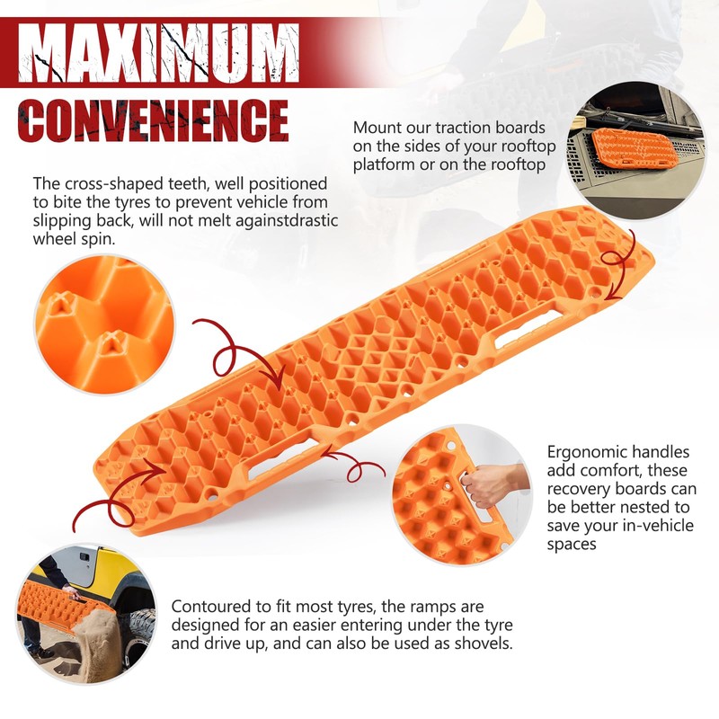 BUNKER INDUST Off-Road Traction Boards with Jack Base,Pair Recovery Track