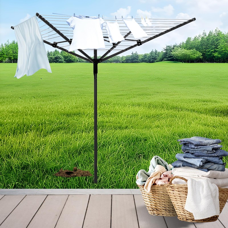 Yuxitia Umbrella Clothesline Outdoor,165 Feet Heavy Duty Outdoor Clothesline for