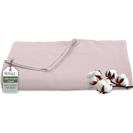 Royale Linens - Sábana encimera de algodón peinado de 300 hilos, 100 % de fibra larga, súper suave, sábana encimera completa, se vende por separado, transpirable, fresco y crujiente solo (individual