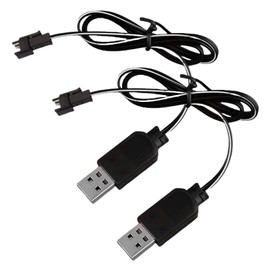 3.7V Battery Charger with SM-2P Plug USB Li-ion Battery Charger for RC Car Amphibious Stunt Car Trucks Boats for Bazooka Rocket Blower Bubble Gun Battery (2PCS Cable)