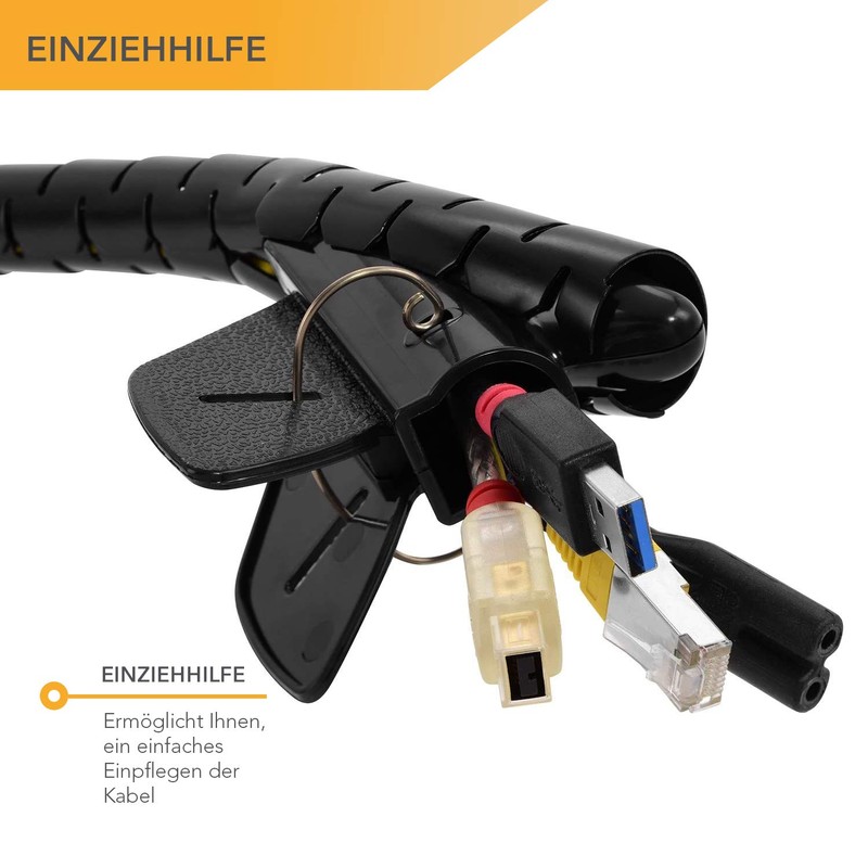 TPFNet Spiral Cable Tube 20mm, Spiral Cable Wrap, Black, 2,0m,