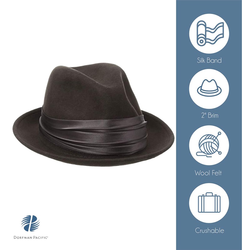STACY ADAMS Men's Crushable Wool Felt Snap Brim Fedora Hat