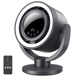 Maoligo USB Rechargeable Desk Fan with Night Light, 10 Inch Air Circulator Fan with 4 Speed, 90° Tilt, 180° Oscillation, Quiet Table Fan for Bedroom, Office, Indoor, Camping Tent, RV, Outdoor (Gray)