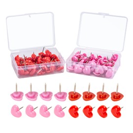 Heart Push Pins, Cute Card Pins, Heart-Shaped Thumbtacks, Decorative Wall Drawing Pins for DIY Photos, School, Office, Cork Boards and Notice Board, 2 Boxes, Pack of 100 (Pink and Red)