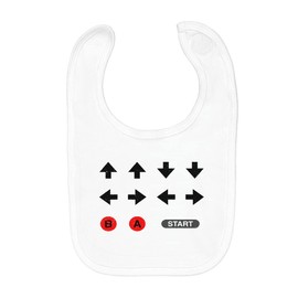 Fabulous Organic Cotton Baby Bib Code Cheat Video Games Retro Gaming Vintage, White
