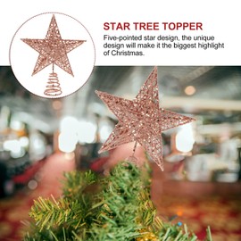 Cabilock 20cm Star Christmas Tree Topper Iron Star Topper Glittering Christmas Tree Decoration Shiny Ornaments Sparkly Shiny Xmas Tree Topper Star, Rose Gold