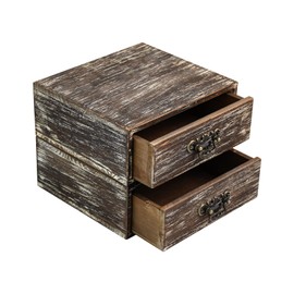 Office Desk Organizer Drawers Dark Brown Vintage 2pcs/set Small Wood Desktop Storage Box Farmhouse Kitchen Countertop Organizer Makeup Storage Box for Workspace Home Toiletries Supplies Vanity