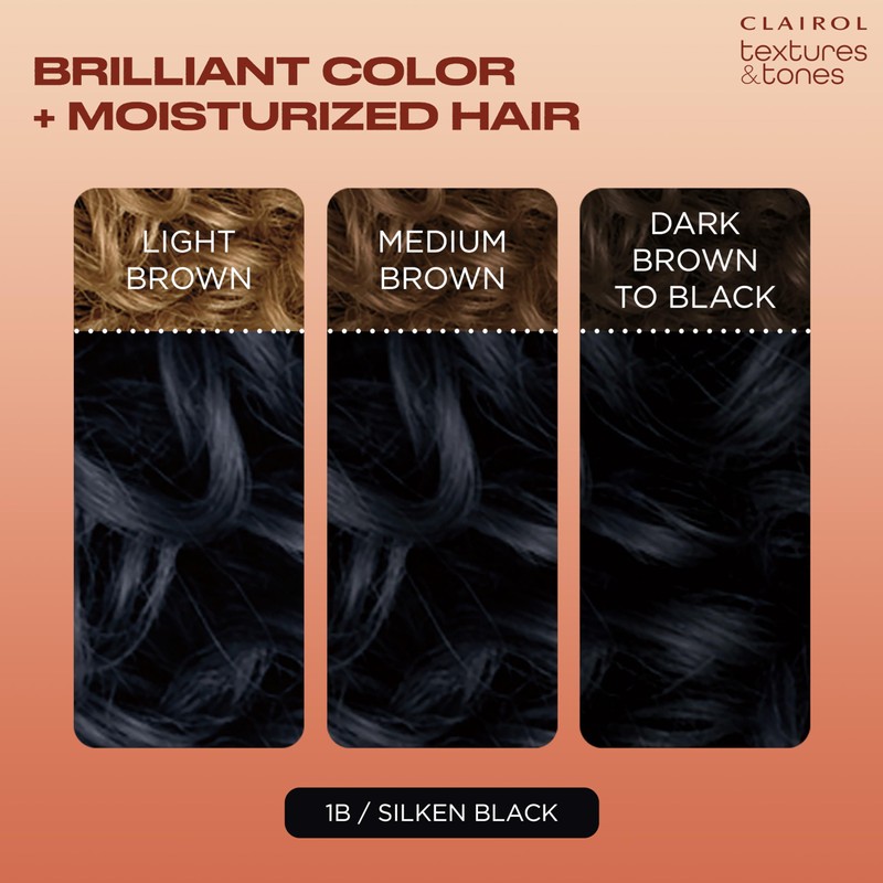 Clairol Textures & Tones Permanent Hair Dye, 1B Silken Black