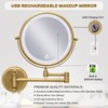 Wall Mounted Lighted Makeup Mirror, 10X Magnifying, Brushed Antique Brass