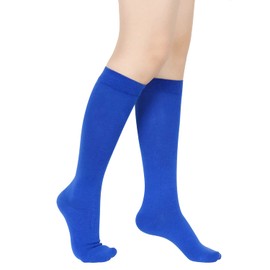 Benefeet Sox - Calcetines largos de algodón para mujer y niña, diseño de cuadros, Azul solido, Talla única