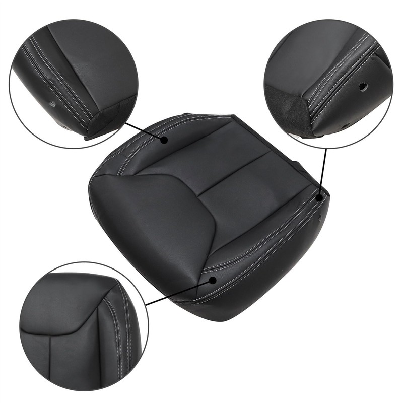Priprilod Black Leather Driver Side Bottom Replacement Seat Cover Compatible