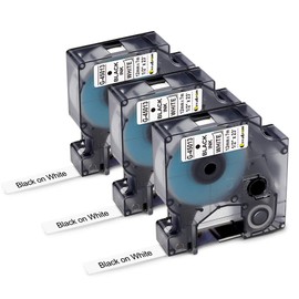 45013 Compatible Dymo D1 Label Maker Refills 12mm x 7m for Dymo LabelManager 160 360D 280 420P 450 Duo, Replace for Dymo D1 Label Tape Cassette Black on White, 3-Pack