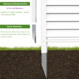 Qikdesign 36" W X 45" H Reinforced White Vinyl Privacy Fence Screen Panel, Double Windproof Air Conditioner Fence Trash Can Fence, Vinyl Screen Panel Kit (2 Panels)