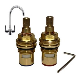 Franke Eiger Compatible Pair of Ceramic Tap Cartridges | Valves Quarter Turn 28 Spline