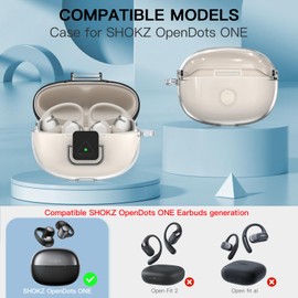 TUDIOW for SHOKZ OpenDots ONE Case, [with Lock] OpenDots ONE Case Cover Clear TPU Shockproof Protective Compatible with SHOKZ OpenDots One's Earbuds Accessories with Cleaning Kit & Keychain(Clear)