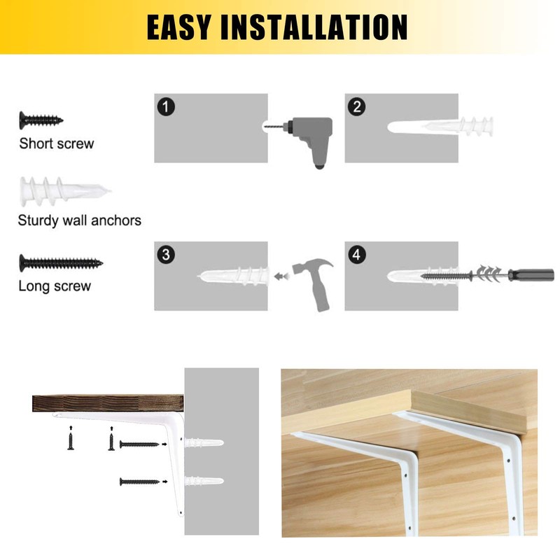 KOOLPUG Shelf Brackets with Screws and Mini Spirit Level, 10