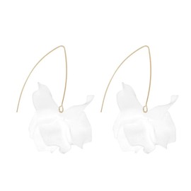 Boho Rose Flower Petal Acrylic Earrings Bohemian Exaggerated Resin Tiered Big Pink Flowers Long Floral Tassel Dangle Drop Earrings for Women Wedding Bridal Holiday Birthday Prom Party Jewelry Gifts (White)