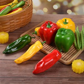 Luckforest Artificial Chili, 12 Pcs 3 Colors Mixed Fake Chili Simulation Pepper Set for Home Kitchen Table Decor Photography Props