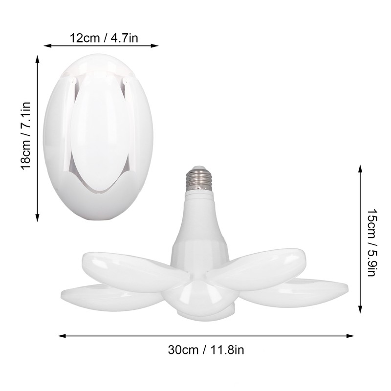 LED Garage Light E27 E26 5 Leaf Foldable 5100LM 60W