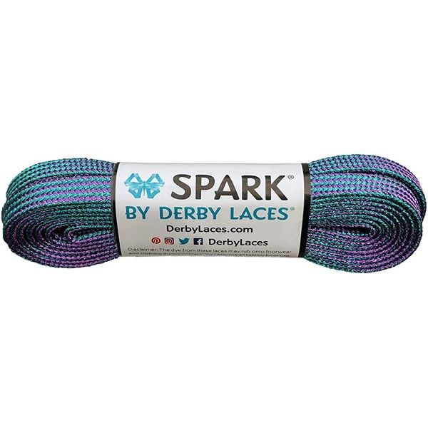 Derby Laces Spark Purple and Teal Stripe Shoelace, for Shoes, Skates, Boots, Roller Skating, Roller Derby, Hockey and Ice Skates (84 Inch / 213 cm)