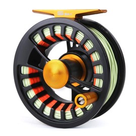 Maxcatch Tail Fly Fishing Reel Light Weight Large Arbor Teflon Disc with CNC-machined Aluminum Alloy Body 5/6 7/8wt (Reel Pre-Loaded with Line, 3/4wt)