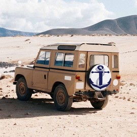 NOMEDOGYIm Boat Anchor Spare Tire Cover 15 inch Blue Boat Anchor with Cable Polyester Universal Wheel Tire Cover for Trailer Camping Weatherproof for Rv SUV Truck Camper Travel