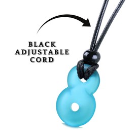 Infinity Necklace - Sea Glass Jewelry - Positive Vibes Collection - Meditation Crystals - Spiritual Gifts for Yoga Lovers - High Vibration Tibetan Symbols - Cool Trendy Good Luck Amulets - Aqua Blue