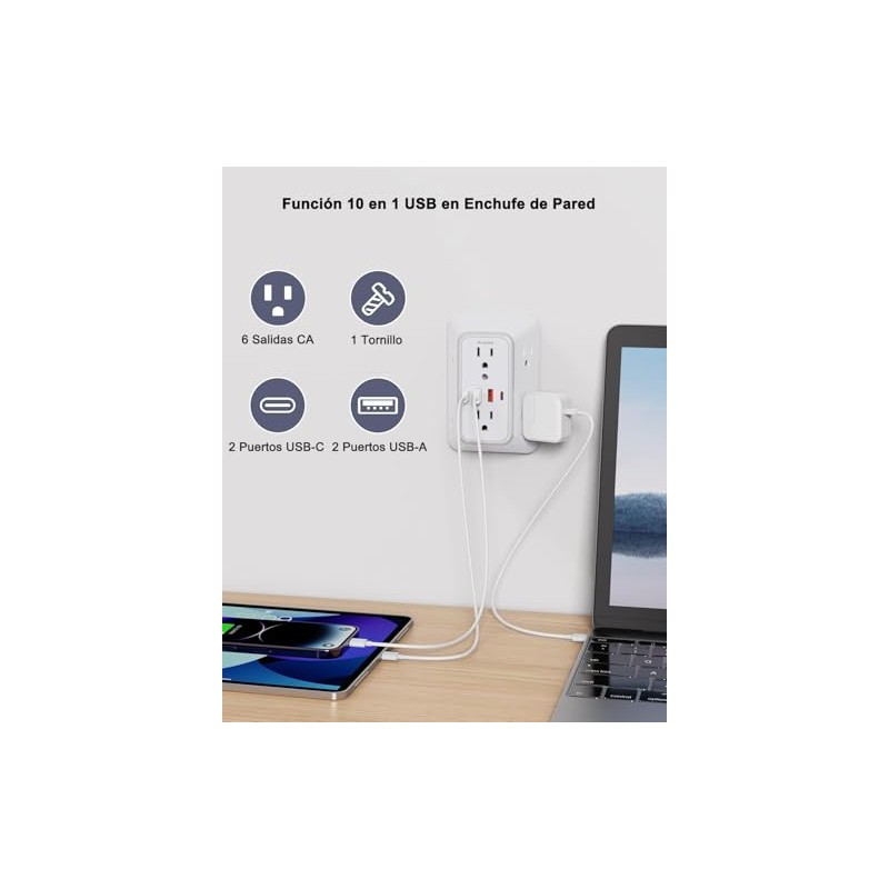 Extensor de Enchufe de Pared, Protector de Sobretensión, Extensor Enchufe