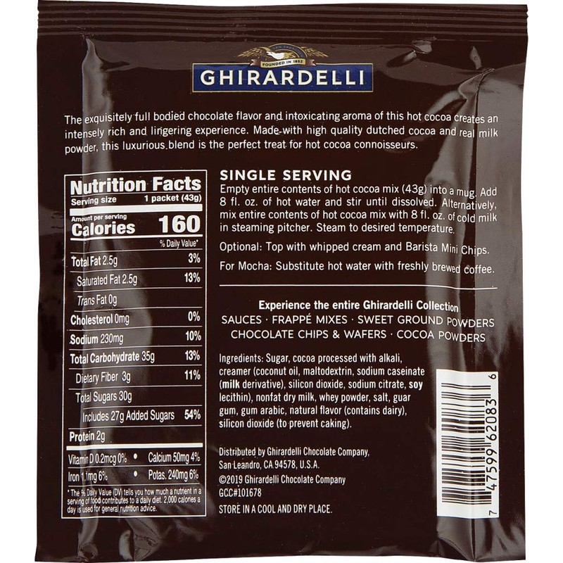 Ghirardelli Premium Hot Cocoa Envelopes, Rich chocolate, 22.7 Ounce (Pack